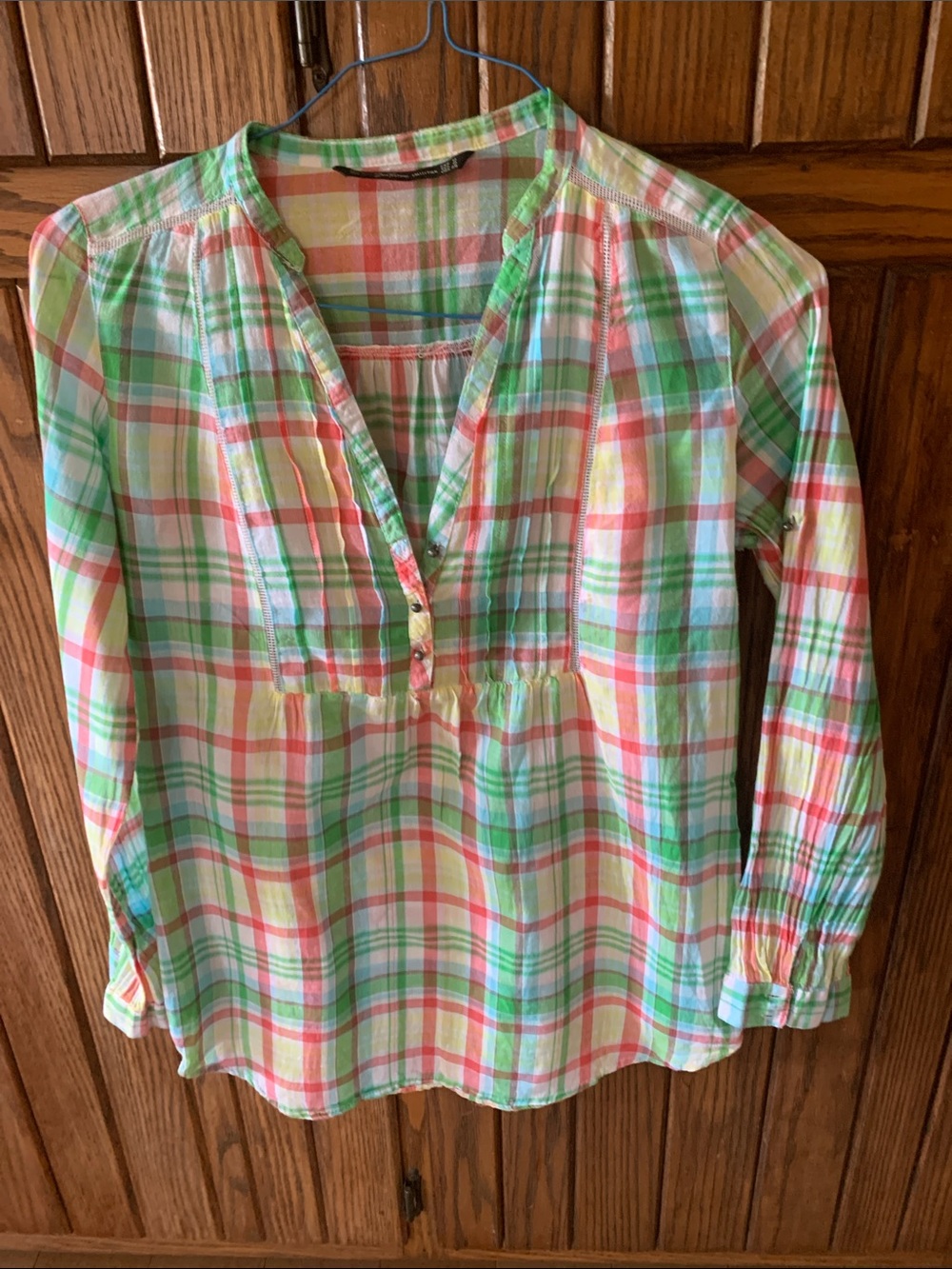 Zara Tracfaluc  blouse Size M 
Multi color plaid